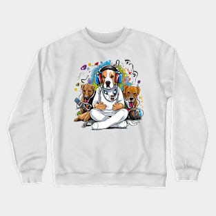 A humorous Physician English Bulldog t-shirt design with the dog wearing a white lab coat Crewneck Sweatshirt